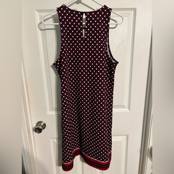 Banana Republic A line sleeveless shift dress size medium navy and red - Picture 3 of 7